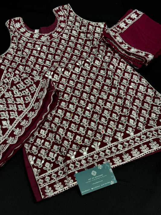 Vanya Kids Gharara Suit- Maroon