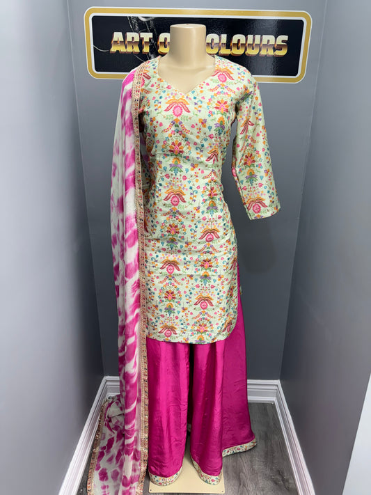 Pista Butter Gulzar Sharara Suit