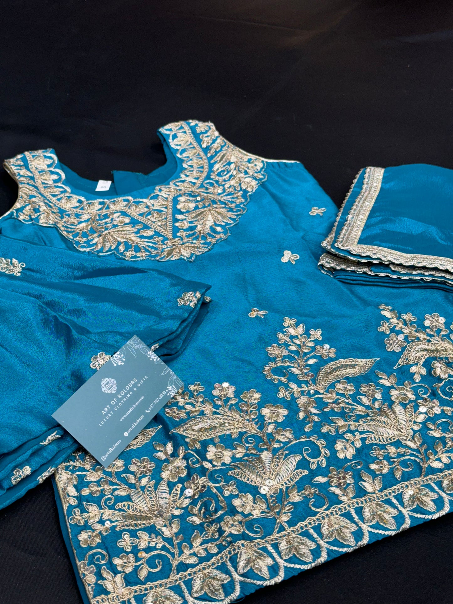 Anaya Kids Gharara Suit- Blue