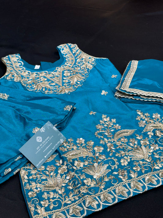 Anaya Kids Gharara Suit- Blue