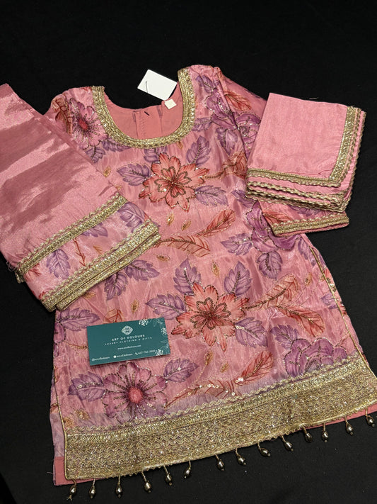Pink Rose Bloom Kid’s Sharara