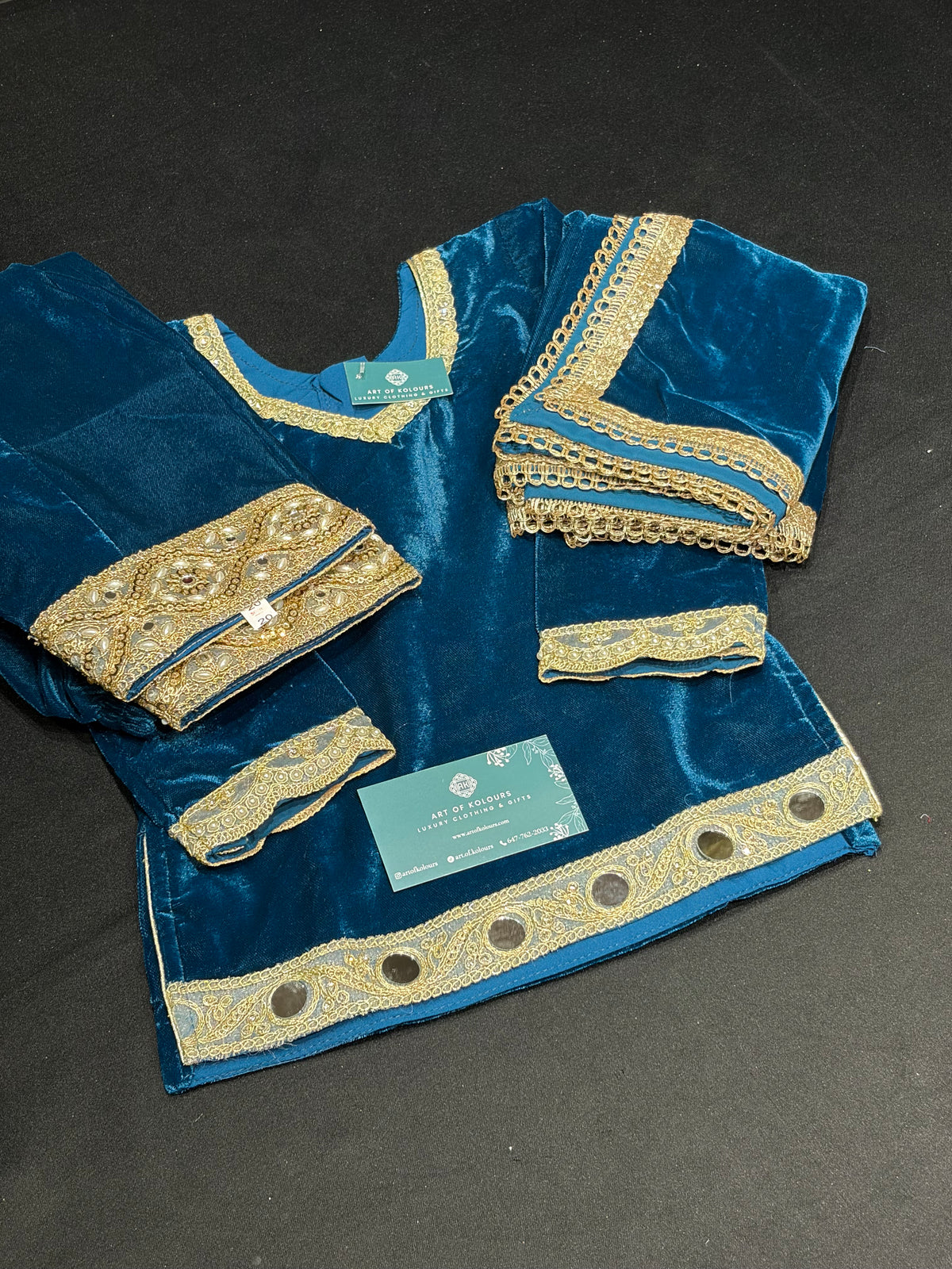 Navy Blue Velvet Mirror Salwar Suit