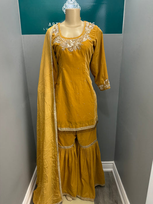 Handwork Velvet Gharara Suit