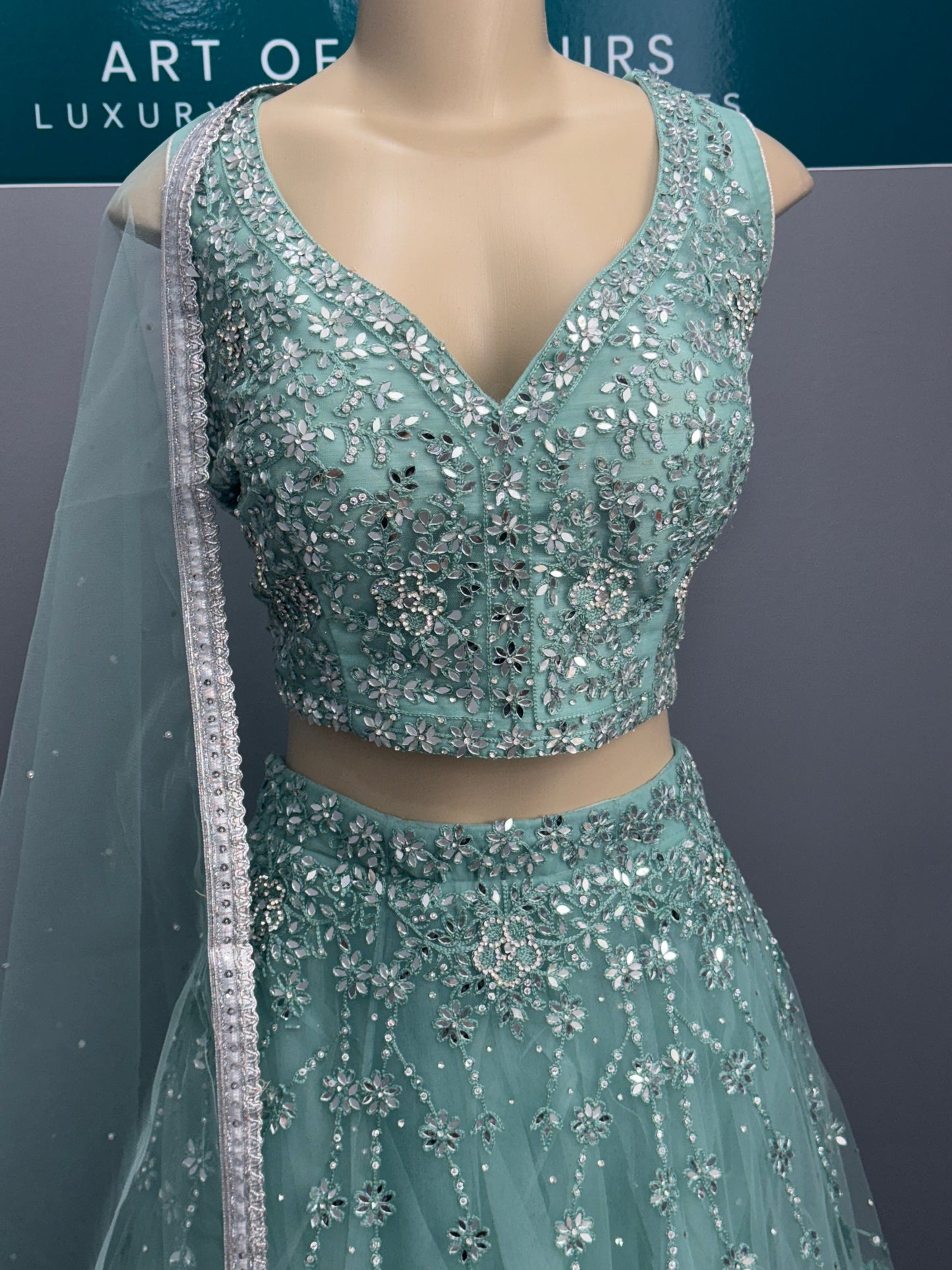 Beautiful Embroidered & Mirror Work Lehenga