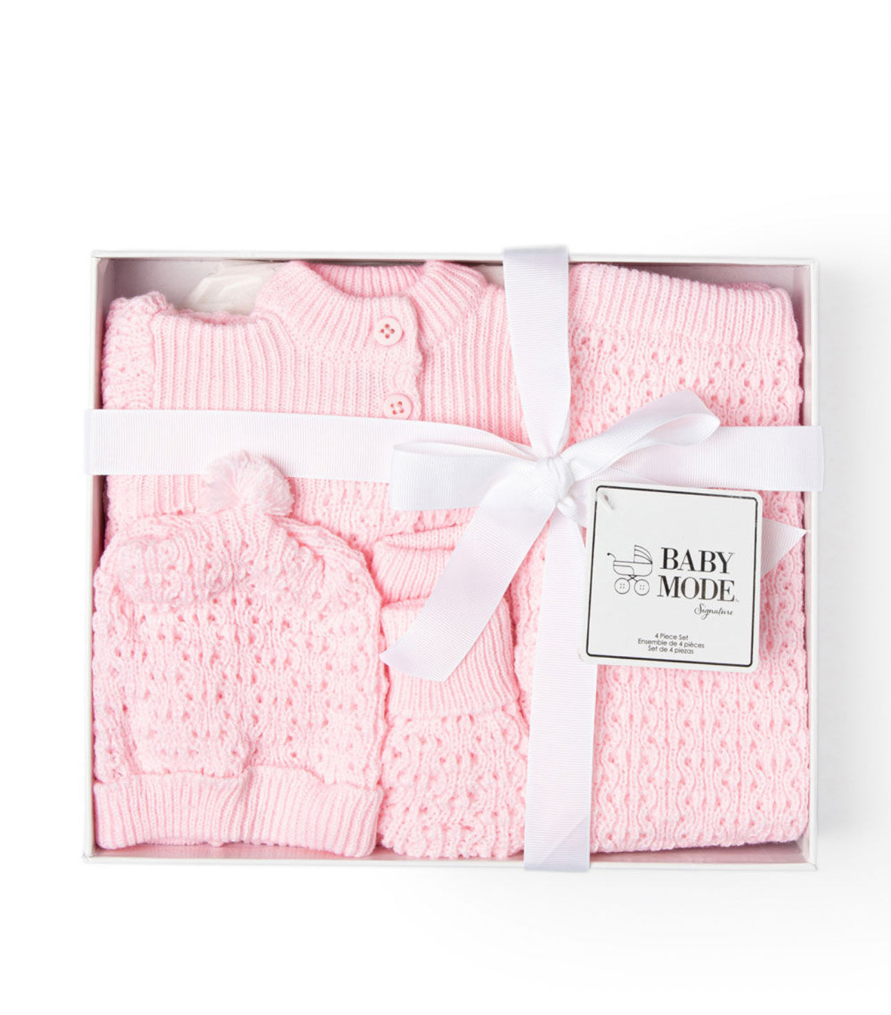 Pink 4 Piece Knitted Gift Set