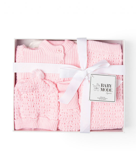 Pink 4 Piece Knitted Gift Set