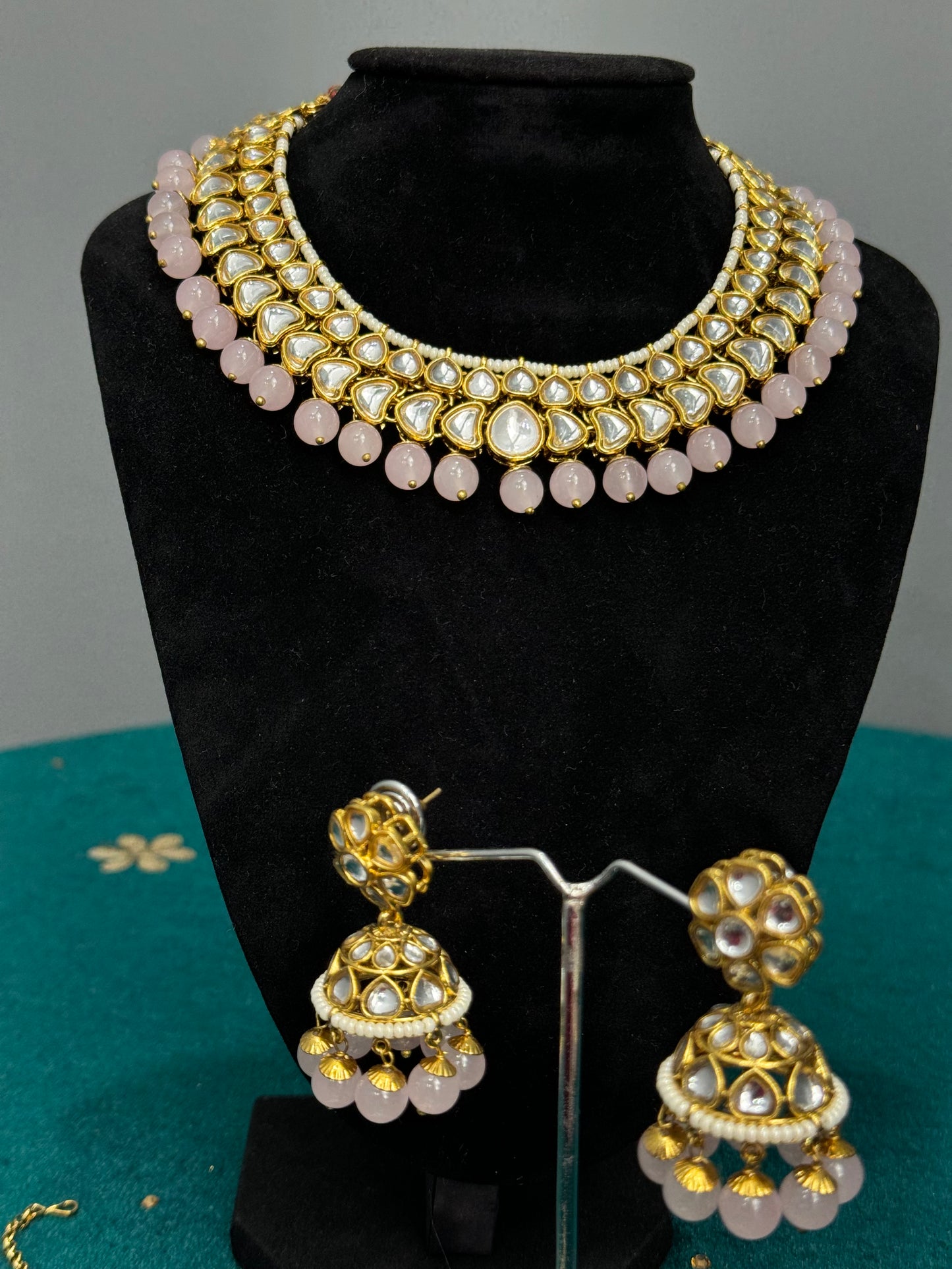 Baby Pink Kundan Jewelry Set