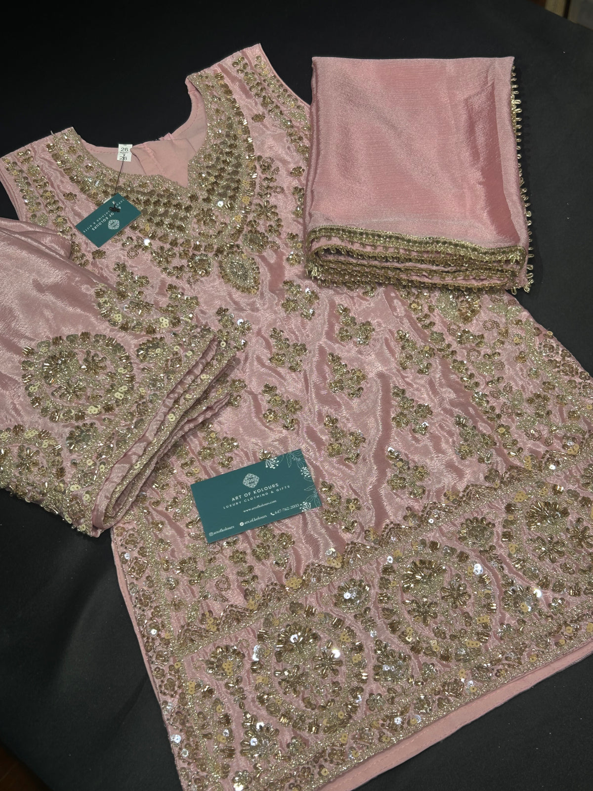 Pink Kid’s Sharara Beadwork Suit