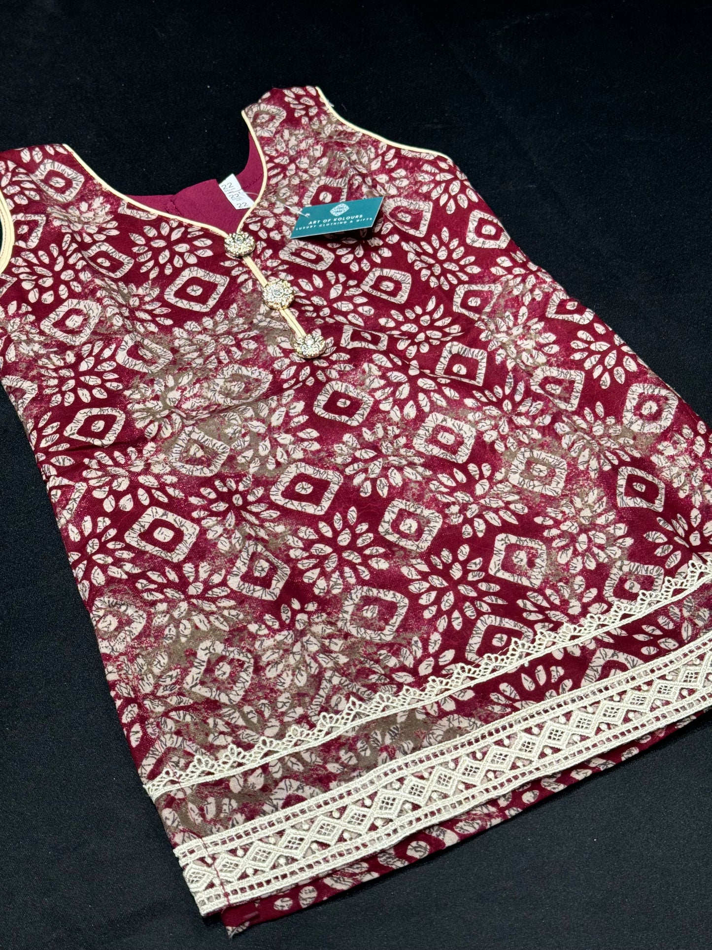 Safri Cotton Babies Salwar Suit- Maroon