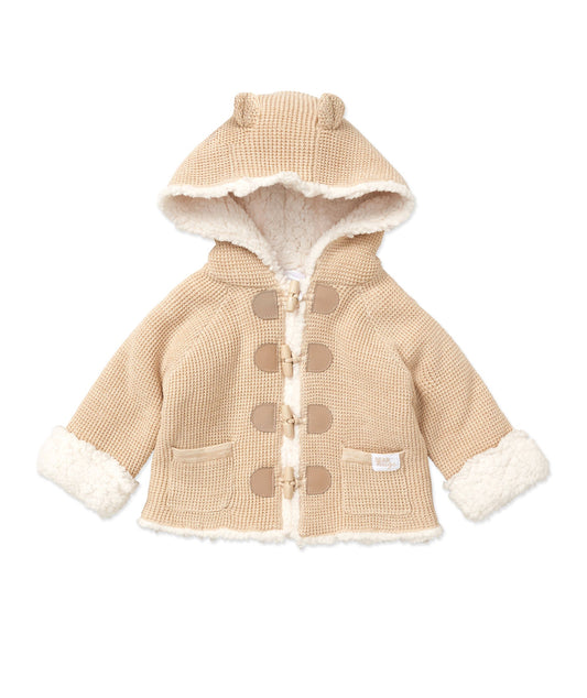 Knit Cardigan with Sherpa Lining- Brown