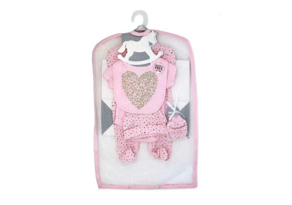 Girls 5 Piece Mesh Bag Set: Gold Heart