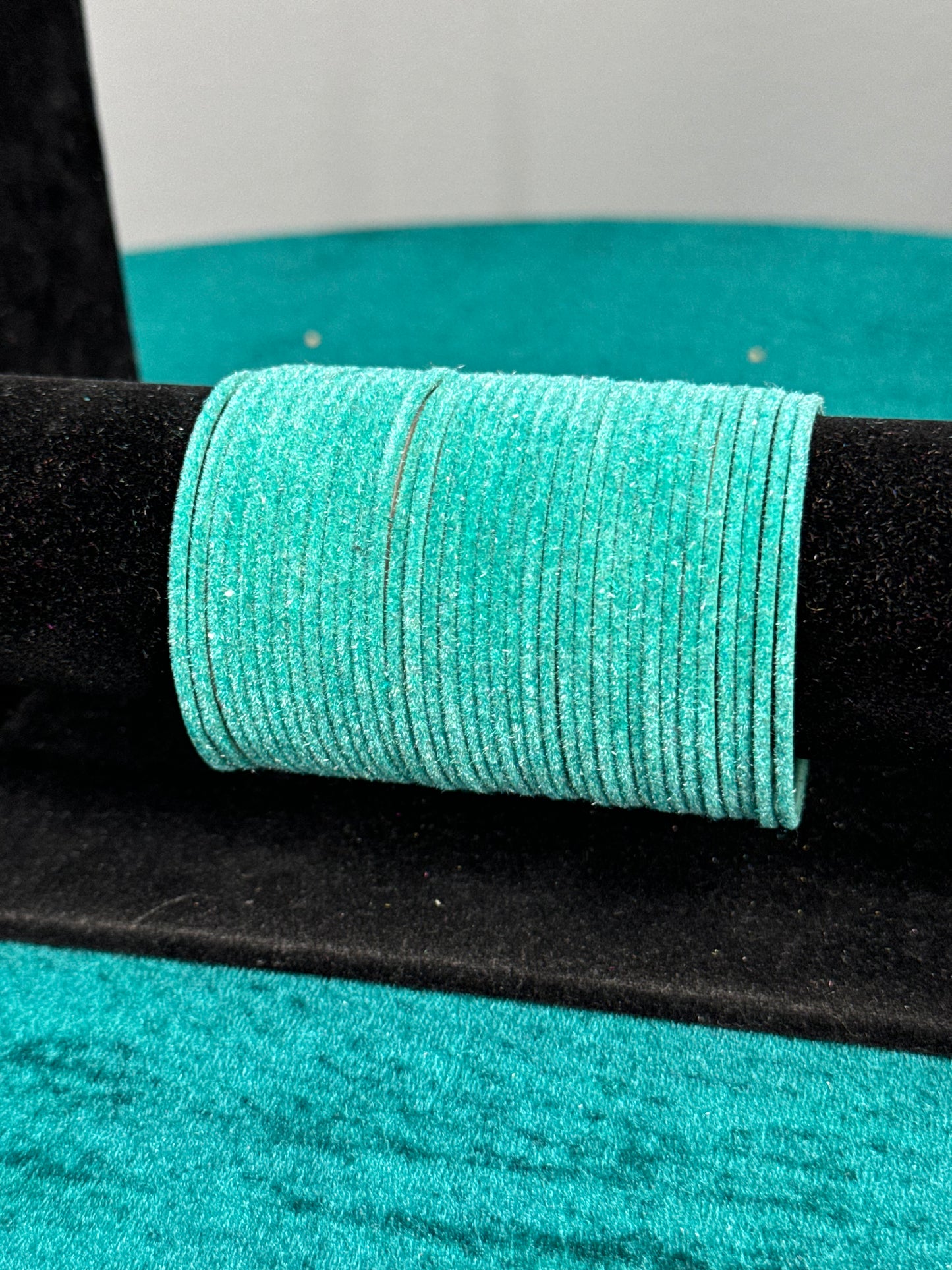 Teal Plain Velvet Bangles