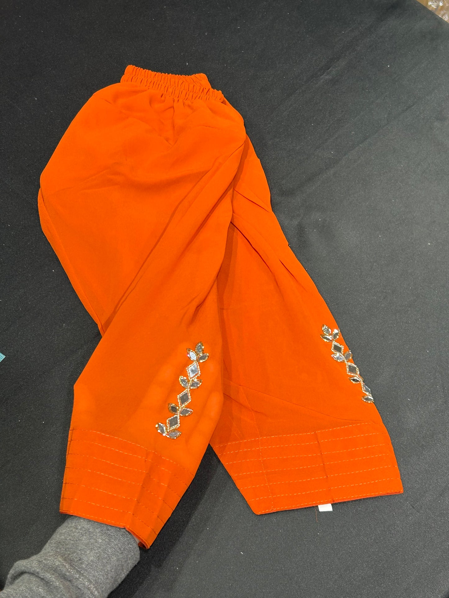 Kids Orange Mirror Work Salwar Suit (Size 20~34)