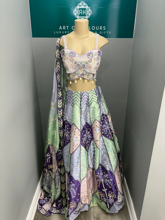 Embellished Purple Multi Lehenga- AK3941-0626