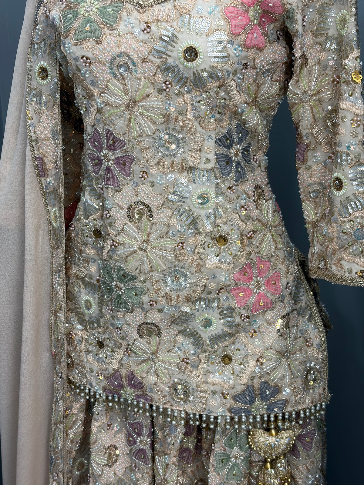 Short Kurti Beaded Lehenga- AK7576-26