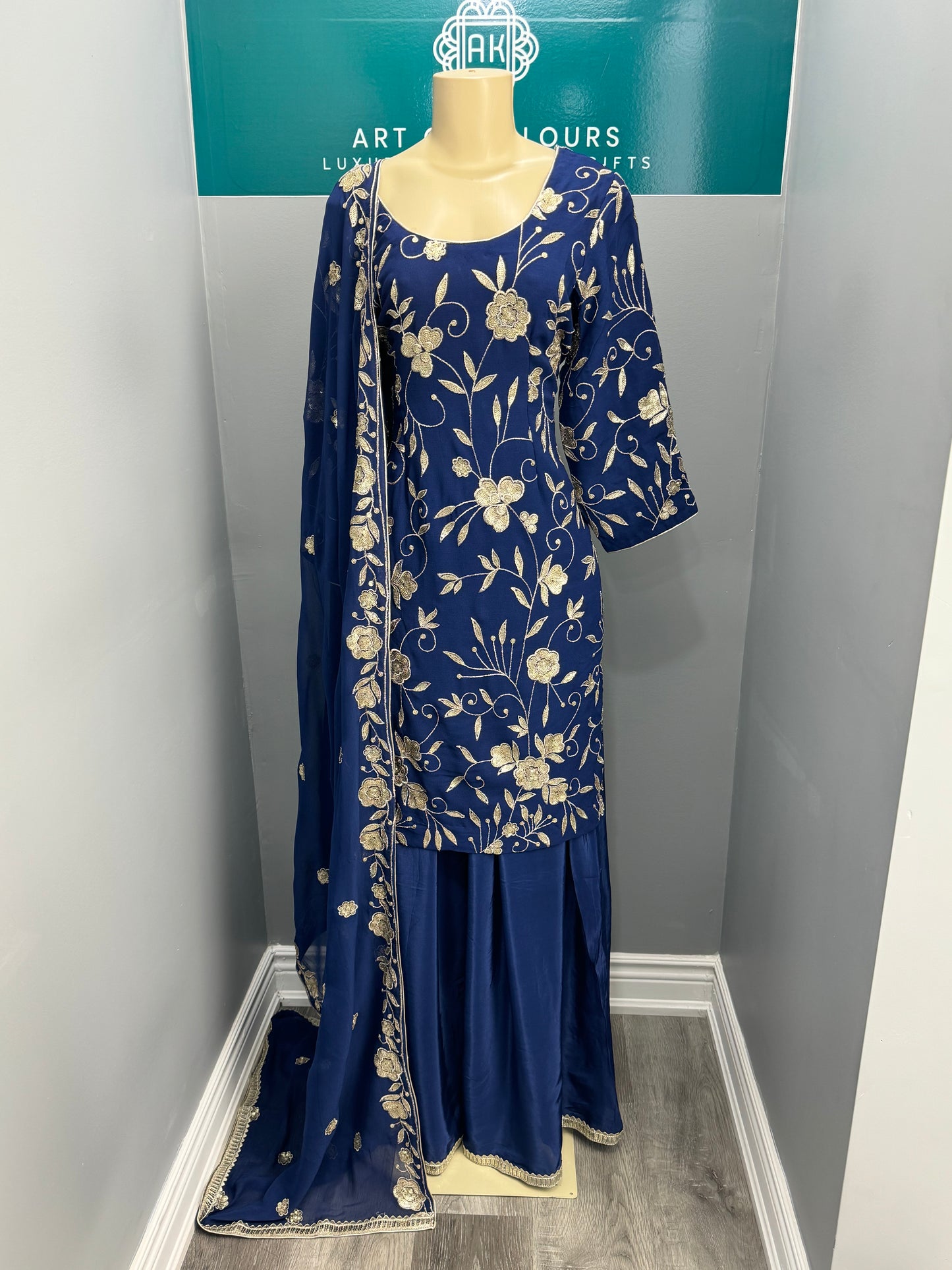 Sequence Embroidery Sharara Suit- AK6668-2426
