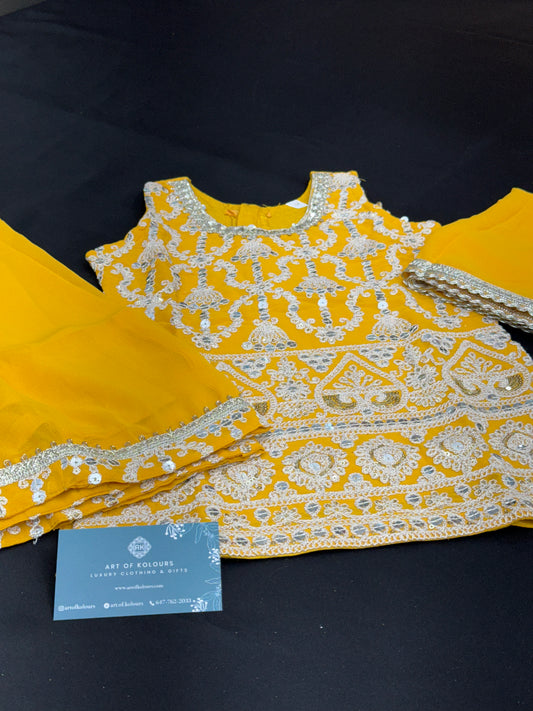 Roop Kids Sharara Suit Yellow