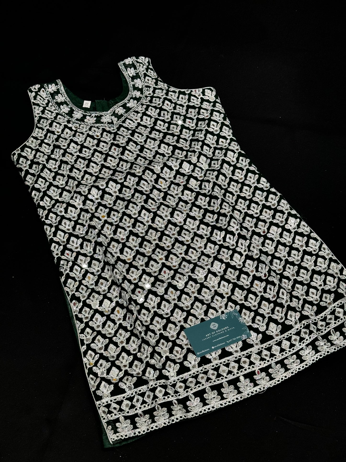 Vanya Kids Gharara Suit- Dark Green