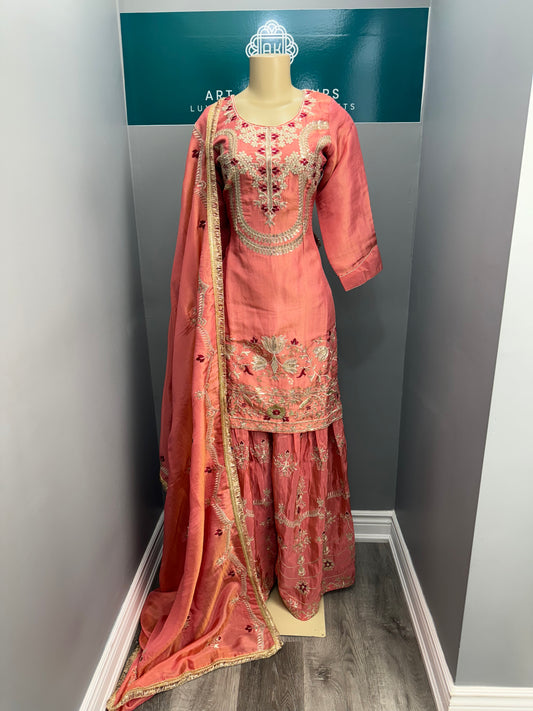 Shimmer Embroidered Sharara Suit