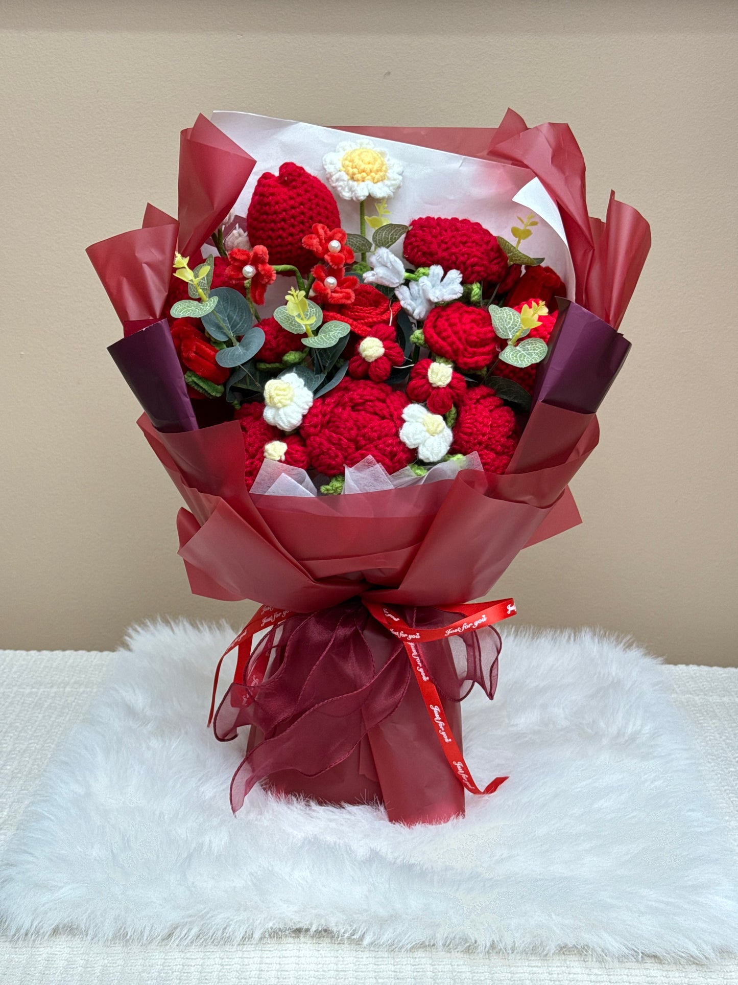Crochet Flower Bouquets Red Large