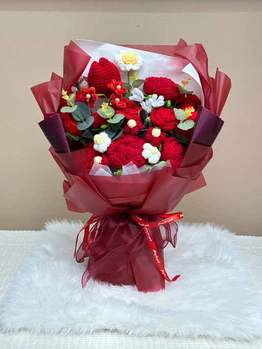 Crochet Flower Bouquets Red Large