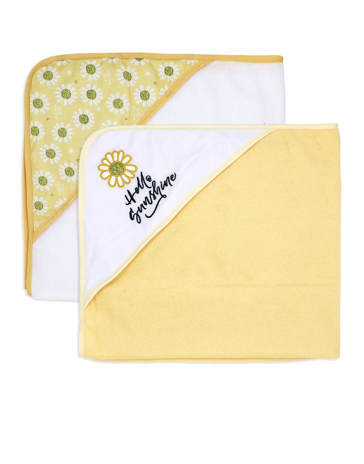 2 Pack Flower Baby Towel - Yellow & White
