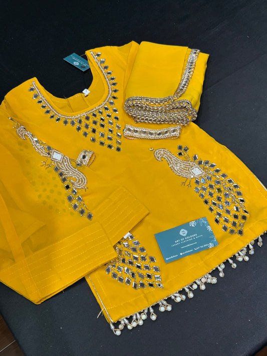 Kids Yellow Morni Salwar Suit (Size 20~34)