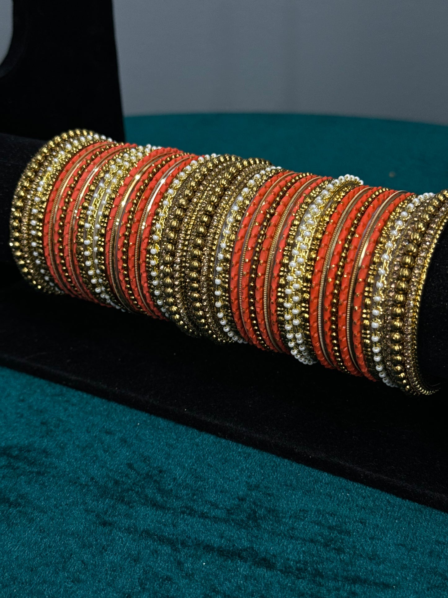 Orange Designer Work Bangles