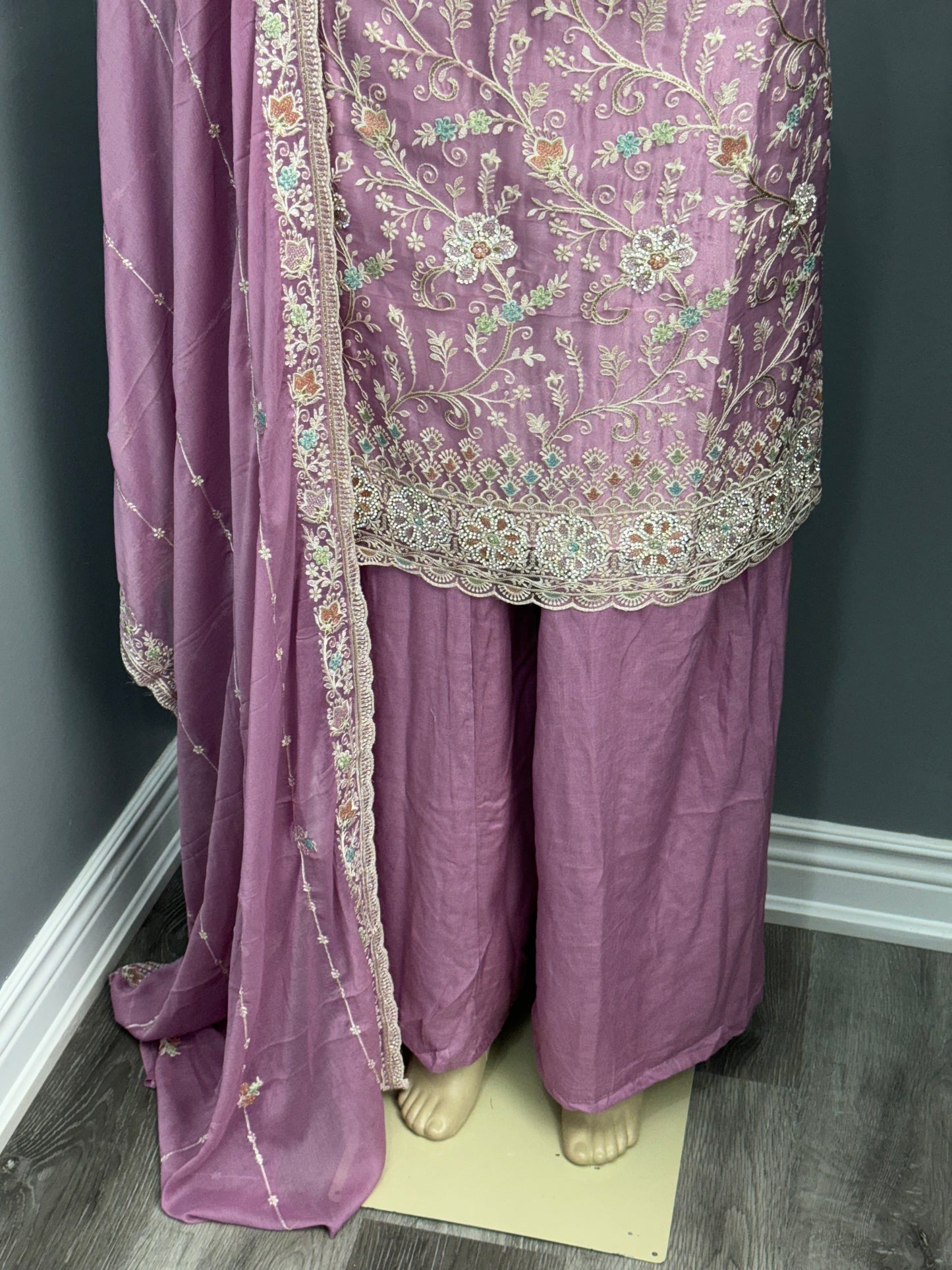 Embroidery Sharara Suit- Purple
