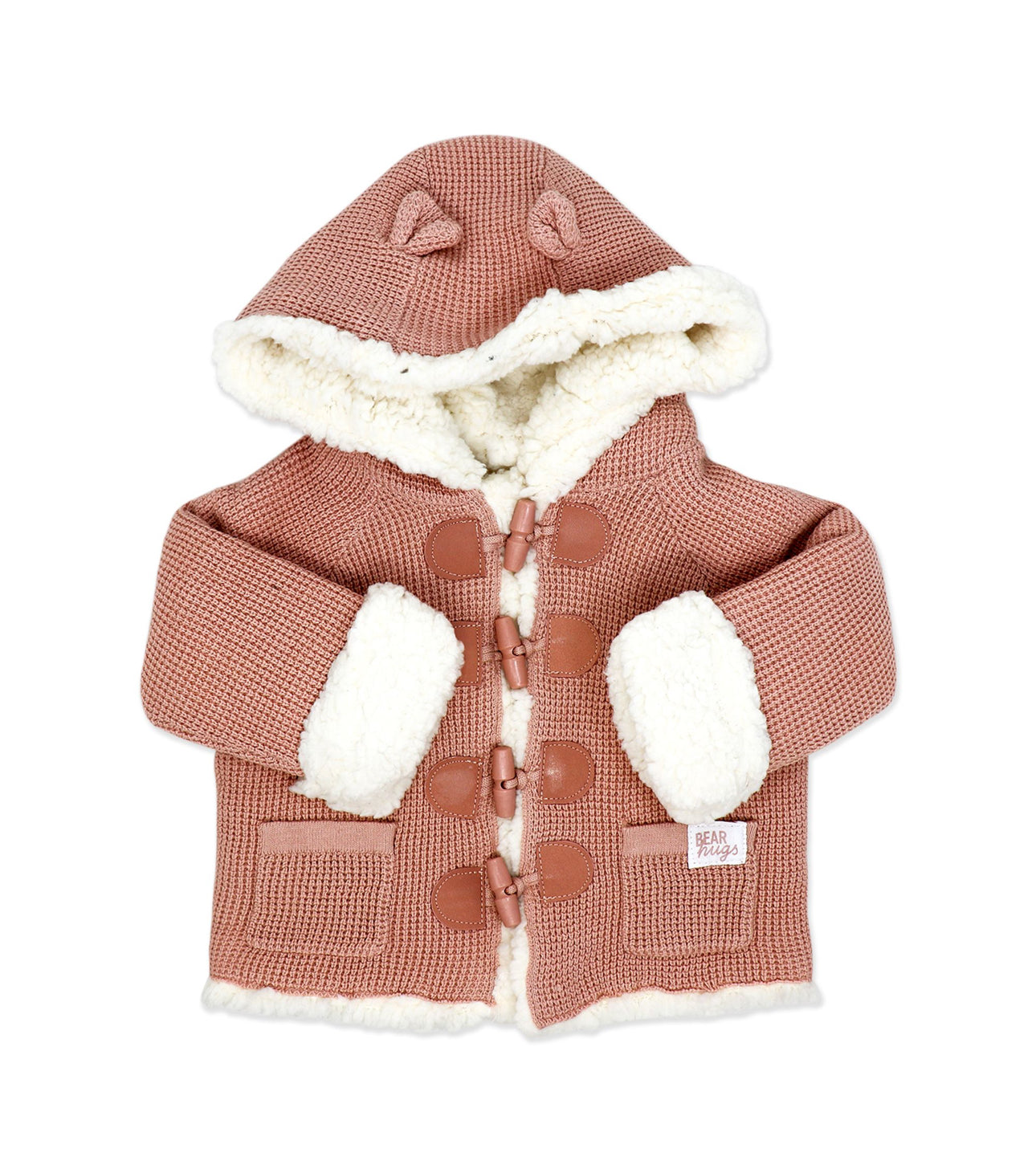 Knit Cardigan with Sherpa Lining- Pink