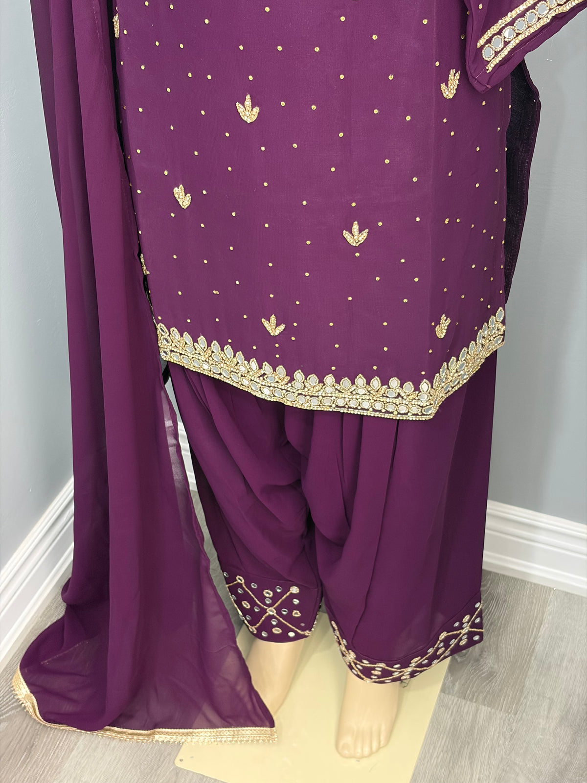 Wine Mirror Work Farshi Salwar Suit AK7576-1226