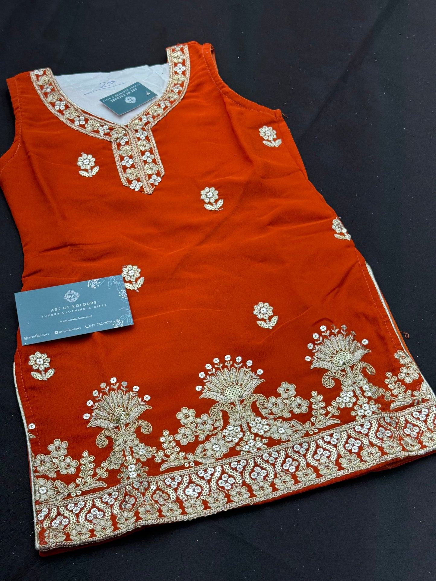 Avneet Kids Gharara Suit- Rust