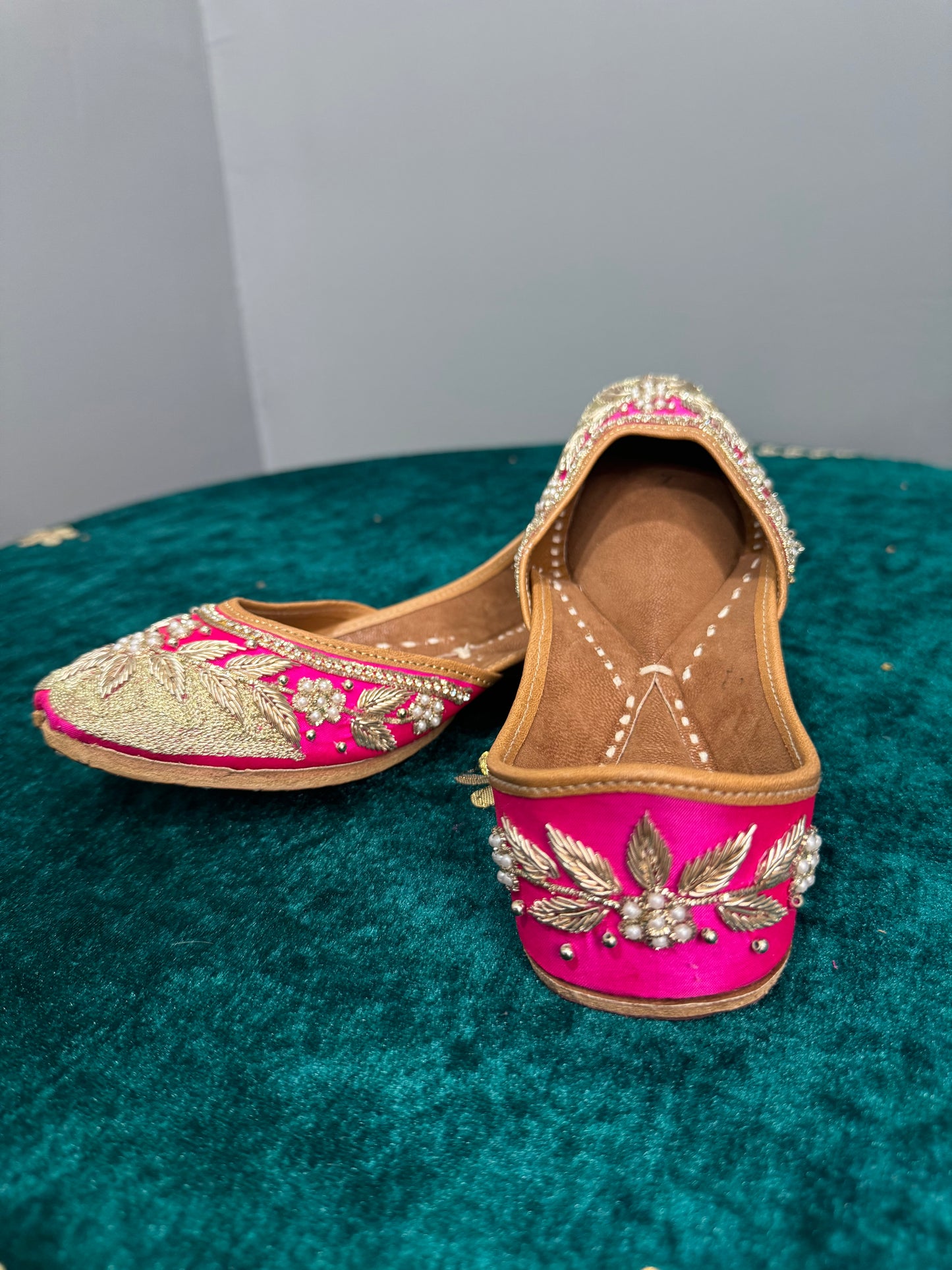 Pink With Gold Work Jutti