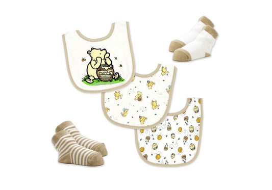 5pc Bib + Sock Organic Pooh and Friend Set