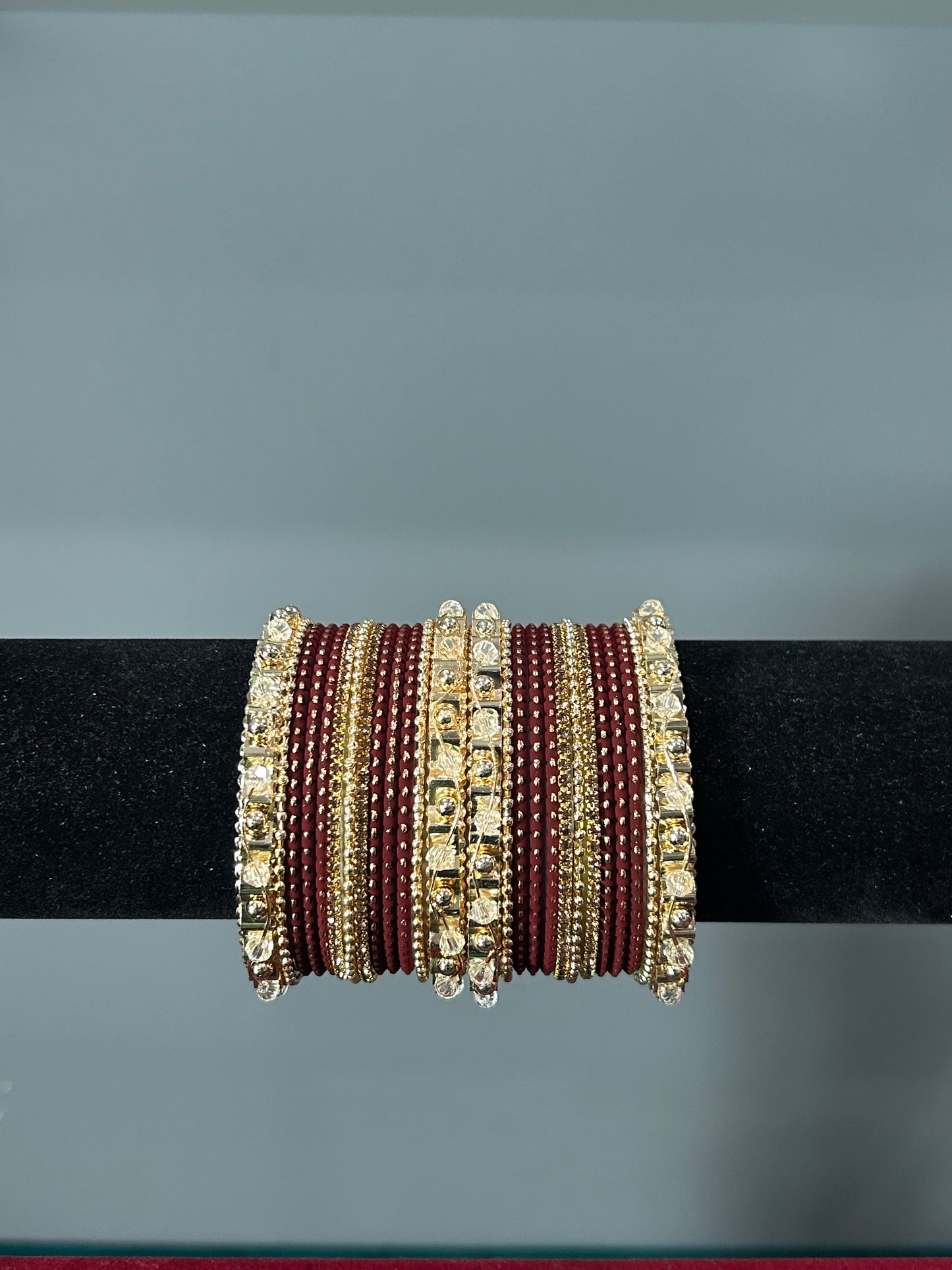 Maroon Golden Grace Bangles