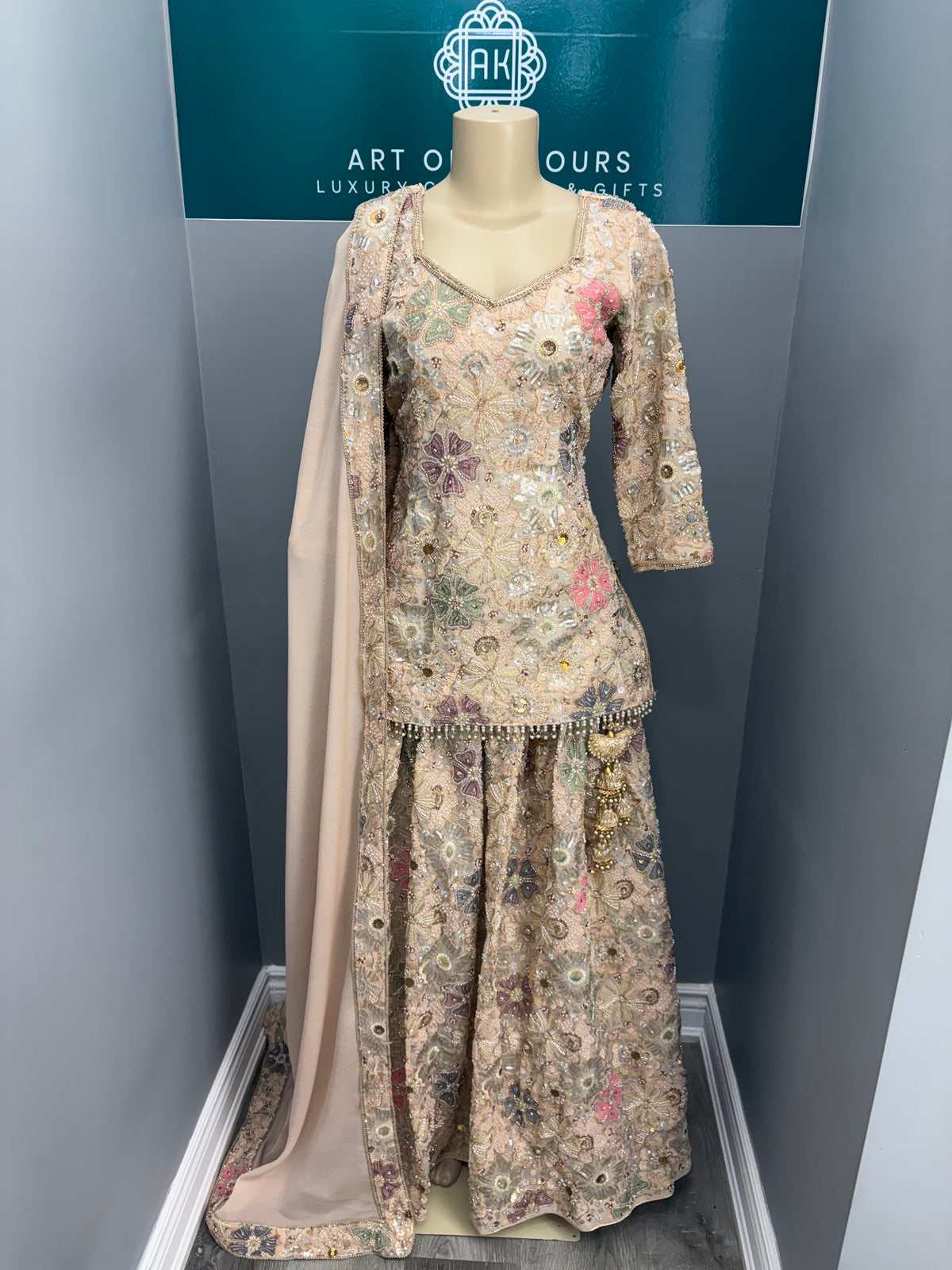 Short Kurti Beaded Lehenga- AK7576-26