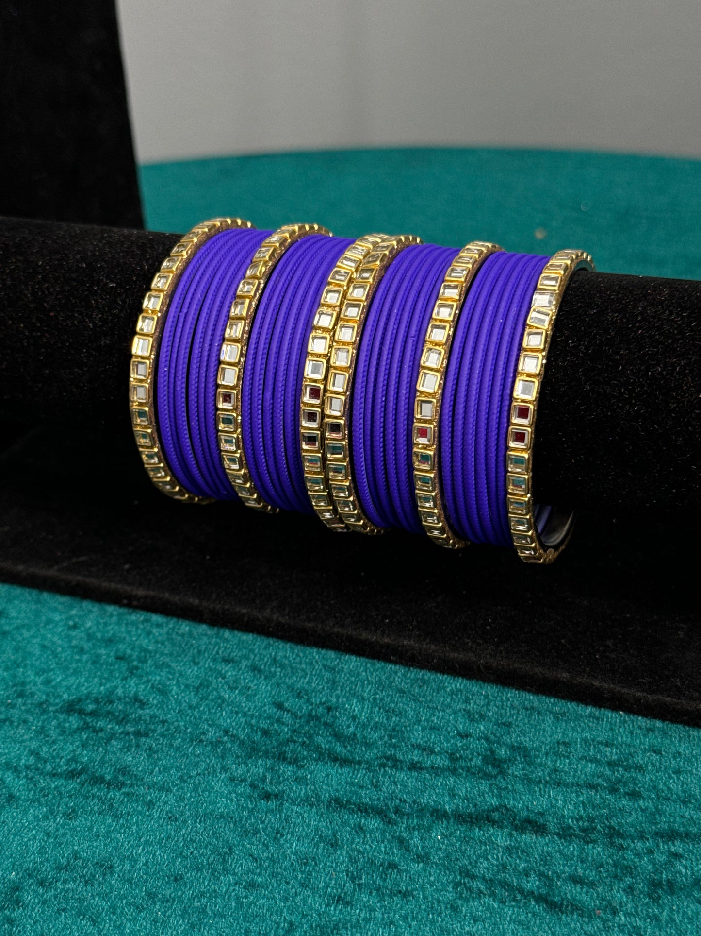 Purple Mirror Work Bangles