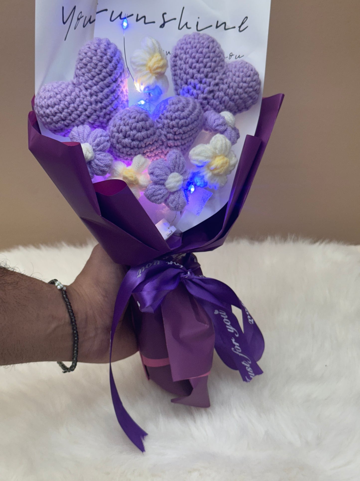 Crochet Heart Bouquets Purple V2