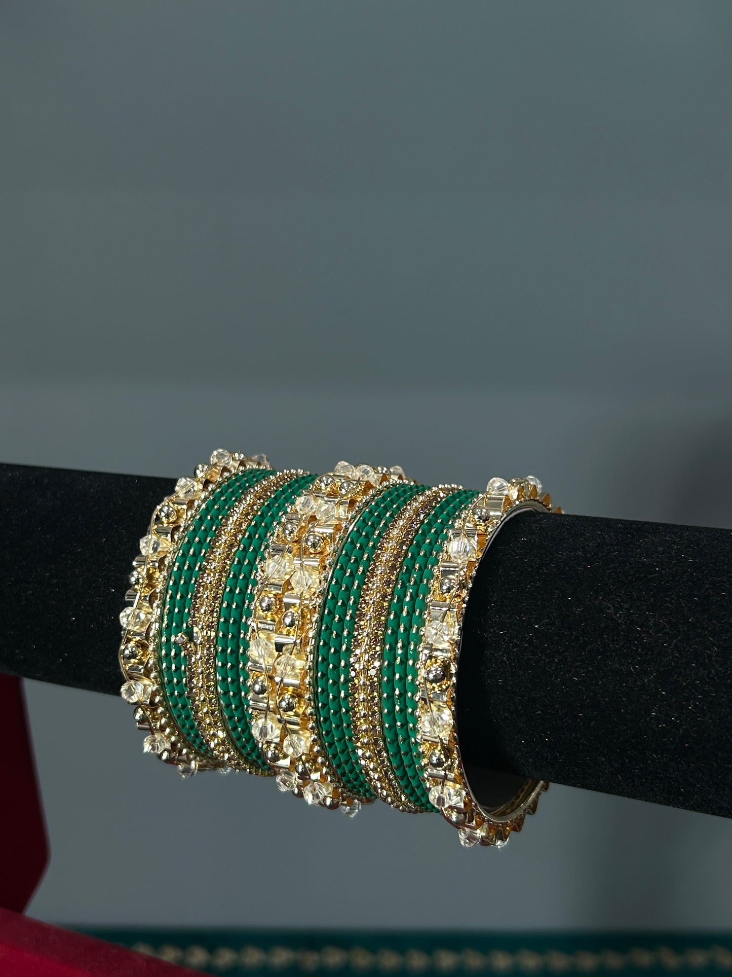 Bottle Green Golden Grace Bangles