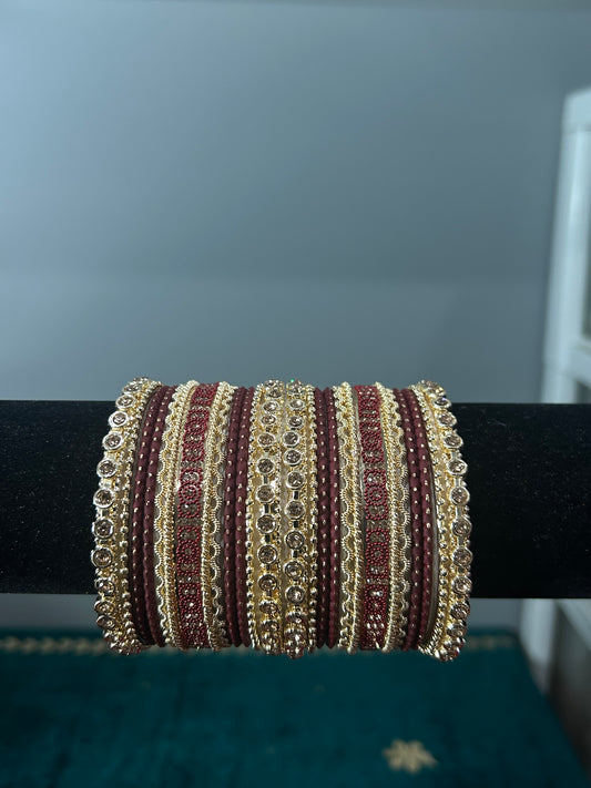 Maroon Gold Noor Bangles