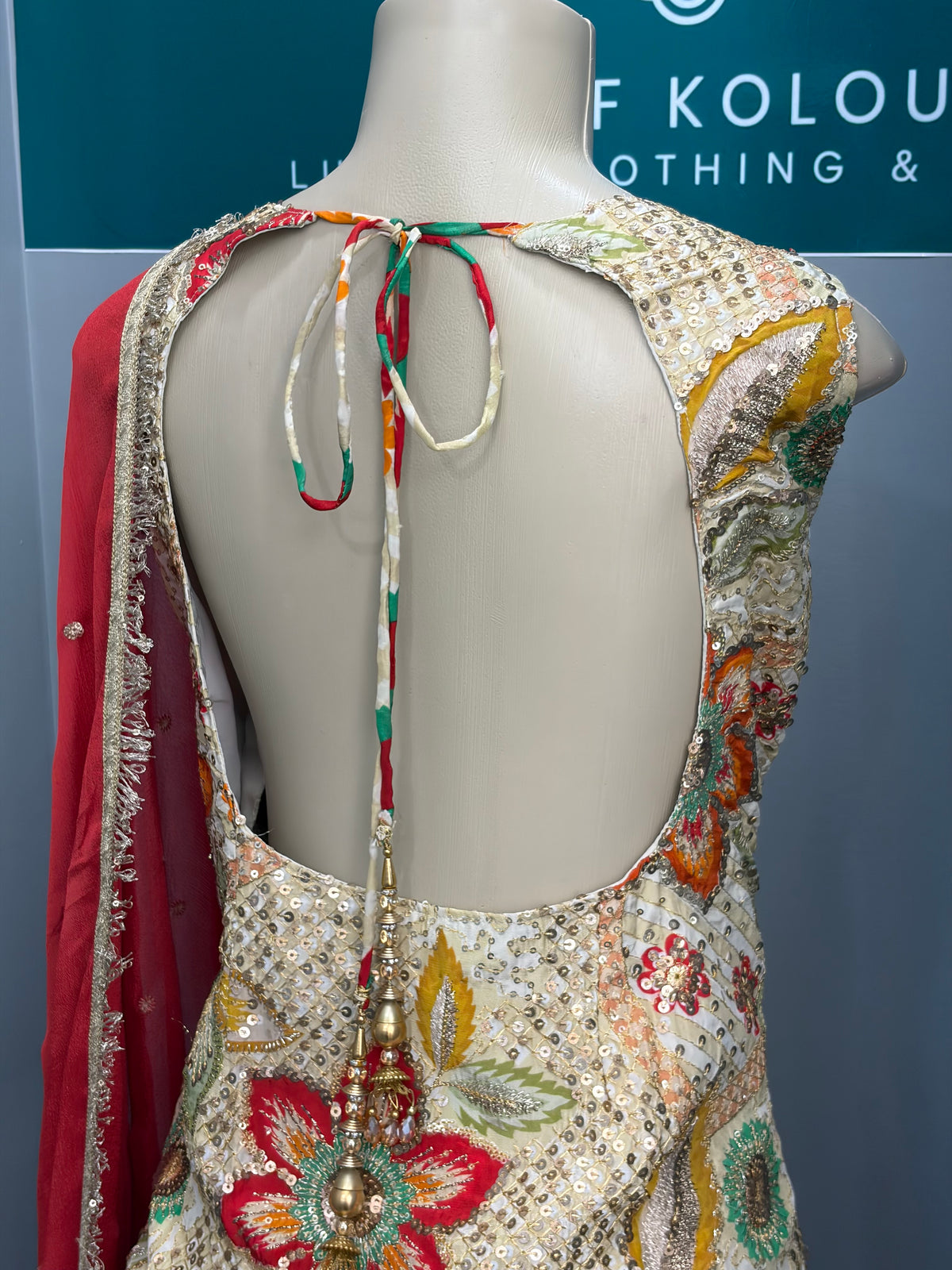 Halter Neck Deep Back Sharara Suit- AK5960-1426