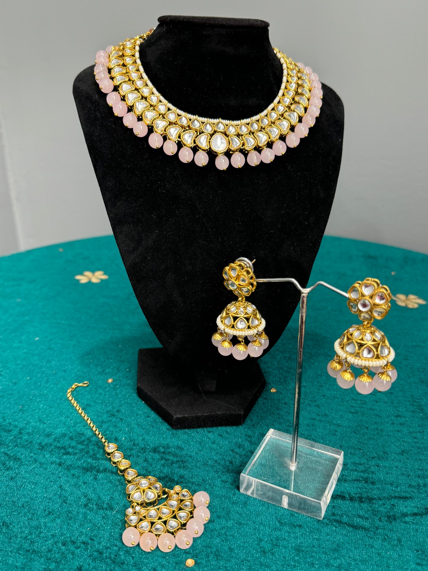 Baby Pink Kundan Jewelry Set