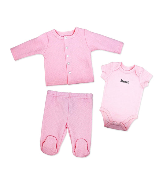3 Piece Quilted Set- Pink