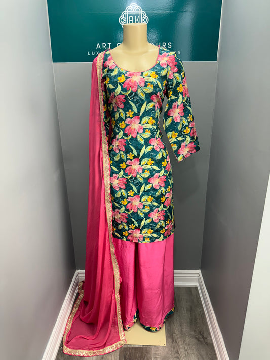 Blue Jasmine Gulzar Contrast Sharara Suit
