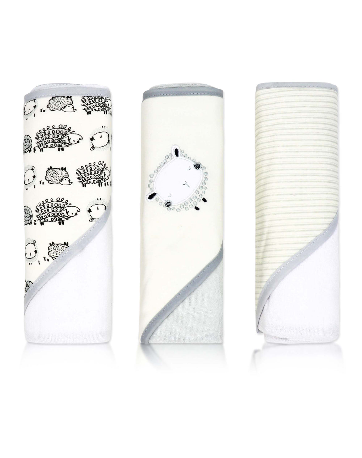 3 Pack Sheep’s and Lambs Baby Towel - Grey