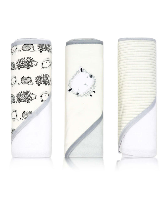 3 Pack Sheep’s and Lambs Baby Towel - Grey