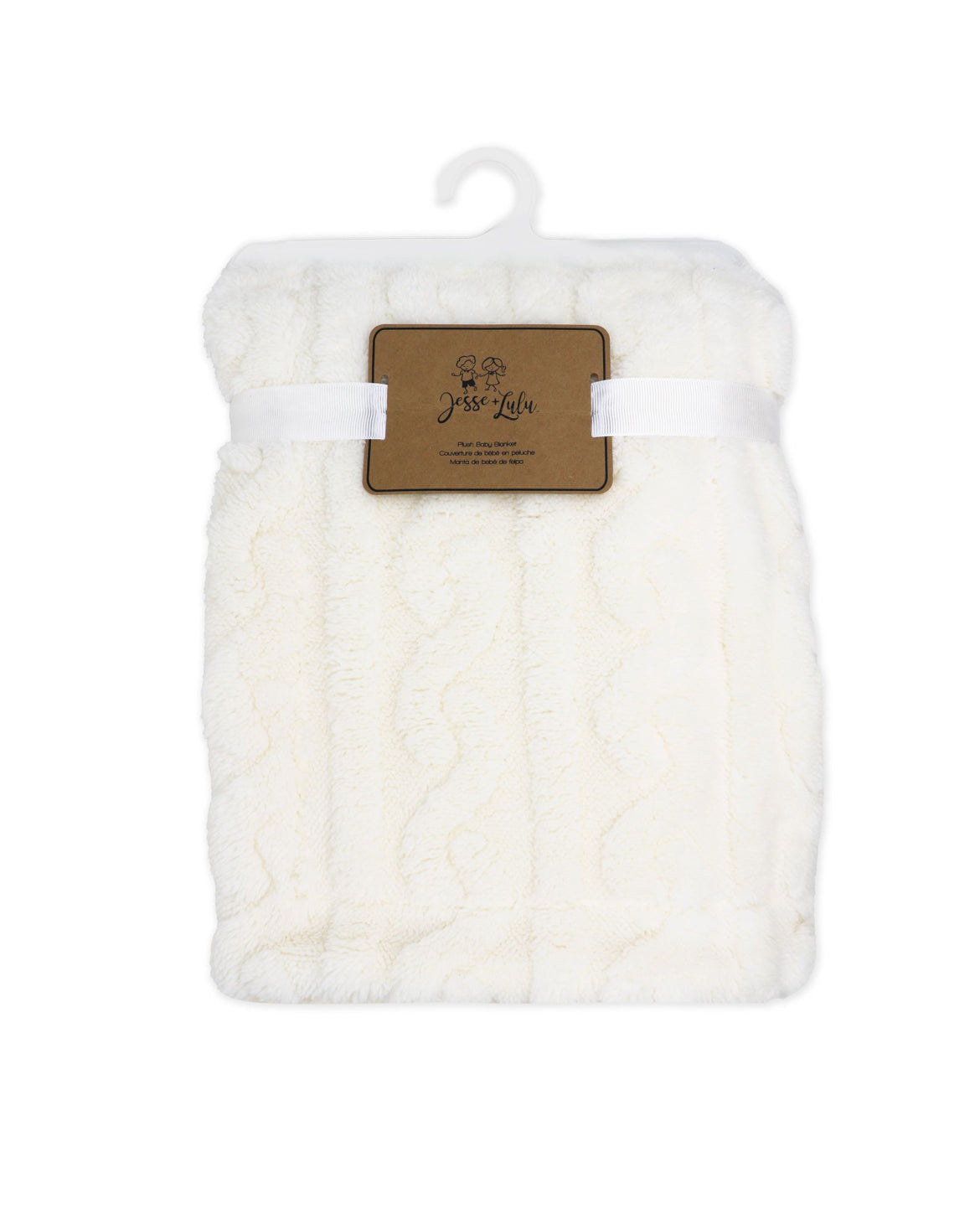 Waved Baby Blanket Sherpa Lined - White