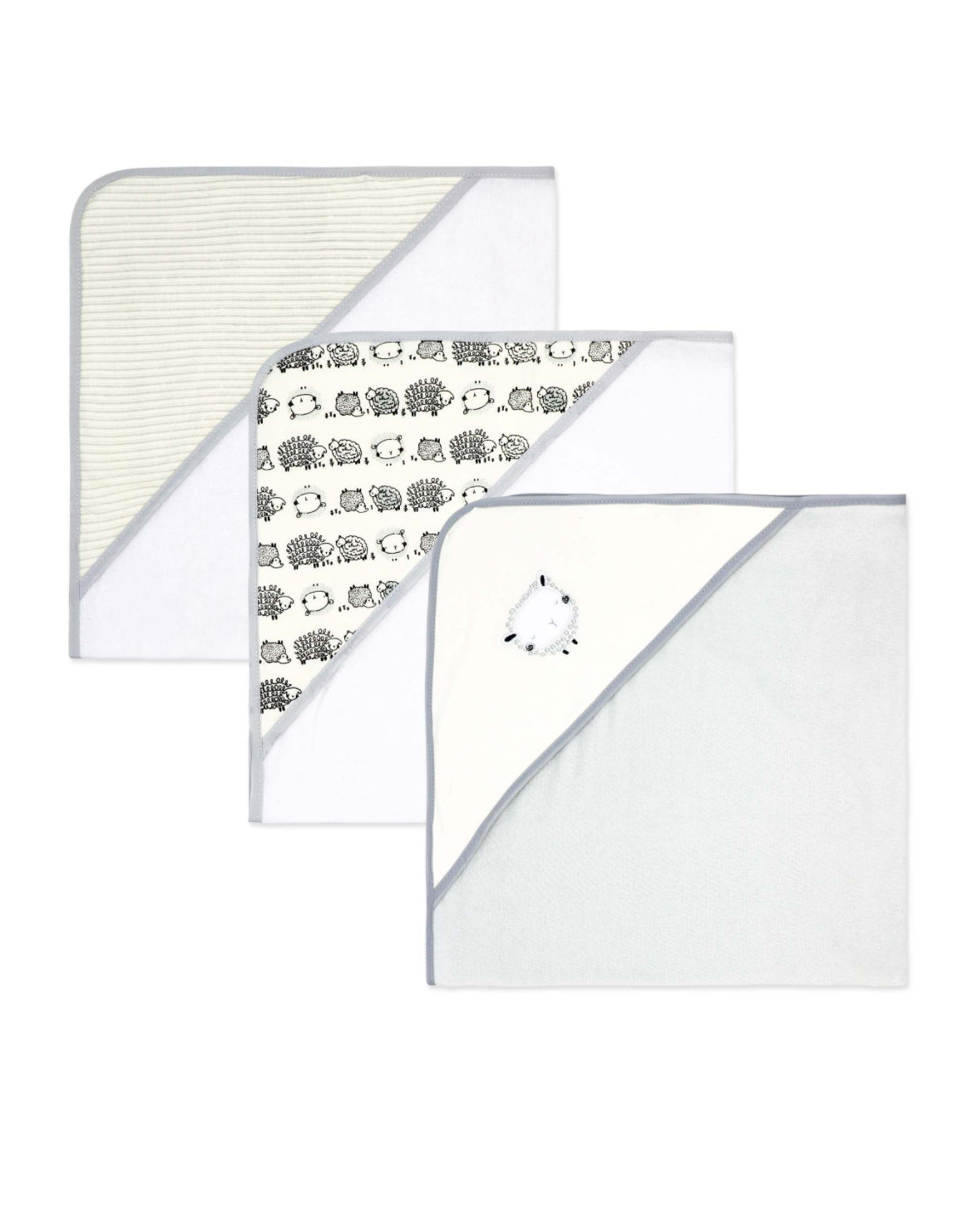 3 Pack Sheep’s and Lambs Baby Towel - Grey