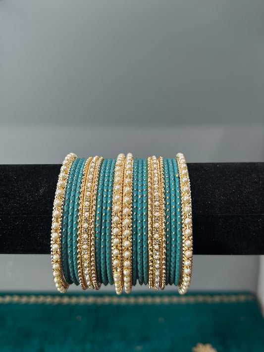 Aqua Blue Golden Drape Bagels