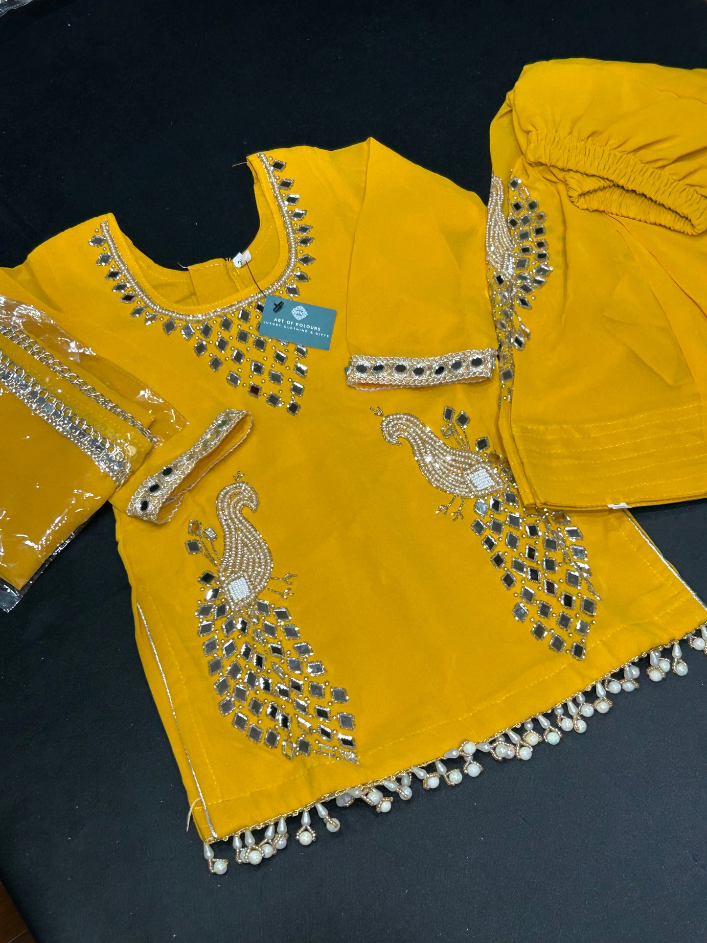 Kids Yellow Morni Salwar Suit (Size 20~34)